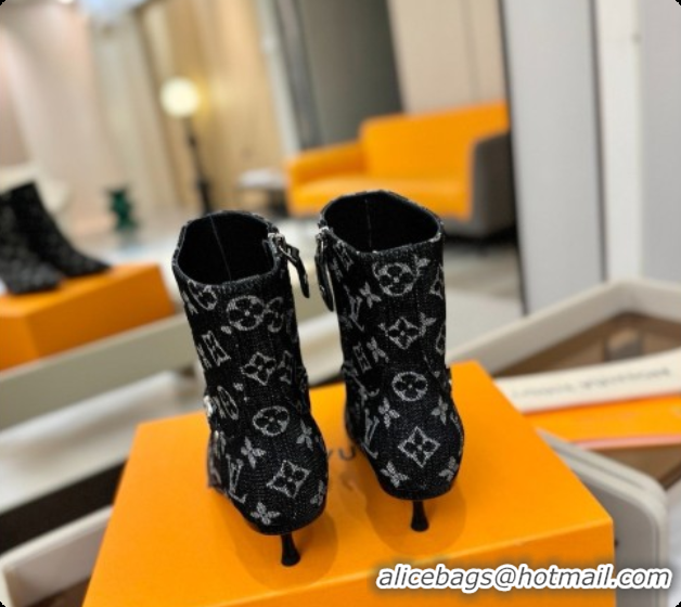 Best Quality Louis Vuitton 6AM Ankle Boot in Black Denim Monogram 5.5cm Heel LV091741 2026