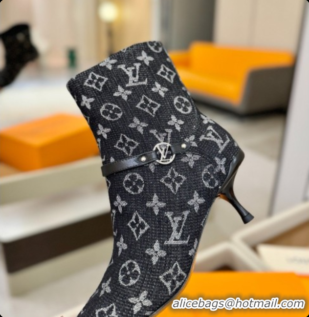 Best Quality Louis Vuitton 6AM Ankle Boot in Black Denim Monogram 5.5cm Heel LV091741 2026
