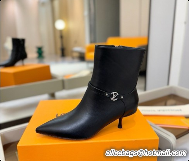 Good Taste Louis Vuitton 6AM Ankle Boot in Black Plain Calf Leather 5.5cm Heel LV091743 2026