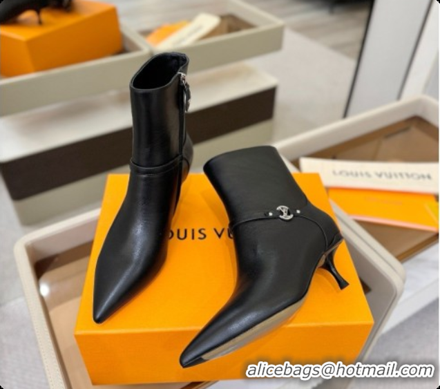 Good Taste Louis Vuitton 6AM Ankle Boot in Black Plain Calf Leather 5.5cm Heel LV091743 2026