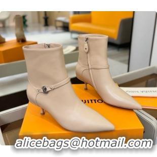 Popular Style Louis Vuitton 6AM Ankle Boot in Beige Plain Calf Leather 5.5cm Heel LV091744 2026