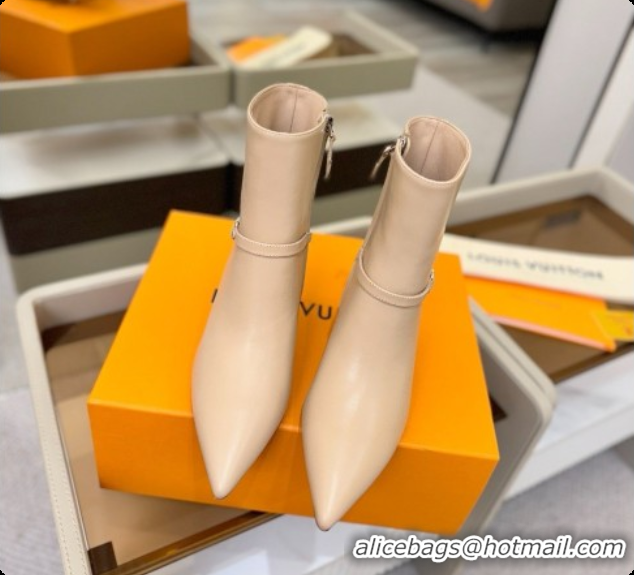 Popular Style Louis Vuitton 6AM Ankle Boot in Beige Plain Calf Leather 5.5cm Heel LV091744 2026