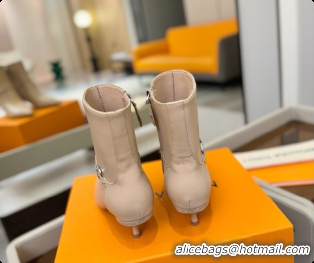 Popular Style Louis Vuitton 6AM Ankle Boot in Beige Plain Calf Leather 5.5cm Heel LV091744 2026