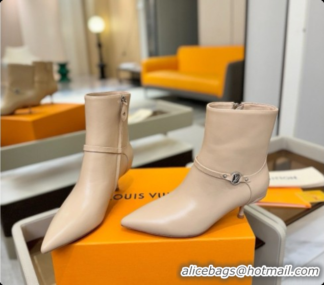 Popular Style Louis Vuitton 6AM Ankle Boot in Beige Plain Calf Leather 5.5cm Heel LV091744 2026