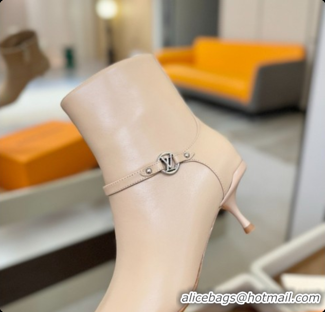 Popular Style Louis Vuitton 6AM Ankle Boot in Beige Plain Calf Leather 5.5cm Heel LV091744 2026