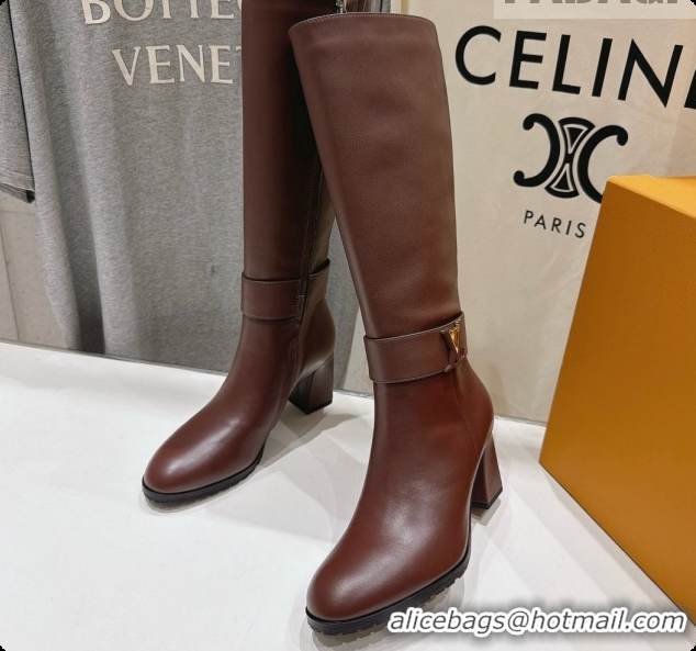 Top Design Louis Vuitton Midtown High Boot in Brown Plain Calfskin 1AIUK0 LV091746 2026