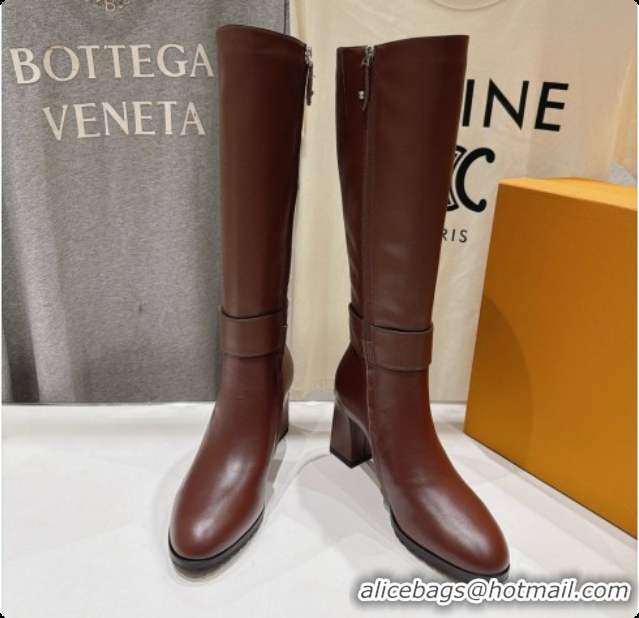 Top Design Louis Vuitton Midtown High Boot in Brown Plain Calfskin 1AIUK0 LV091746 2026