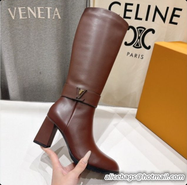 Top Design Louis Vuitton Midtown High Boot in Brown Plain Calfskin 1AIUK0 LV091746 2026