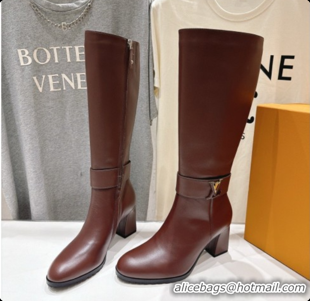 Top Design Louis Vuitton Midtown High Boot in Brown Plain Calfskin 1AIUK0 LV091746 2026