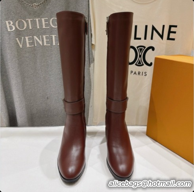 Top Design Louis Vuitton Midtown High Boot in Brown Plain Calfskin 1AIUK0 LV091746 2026