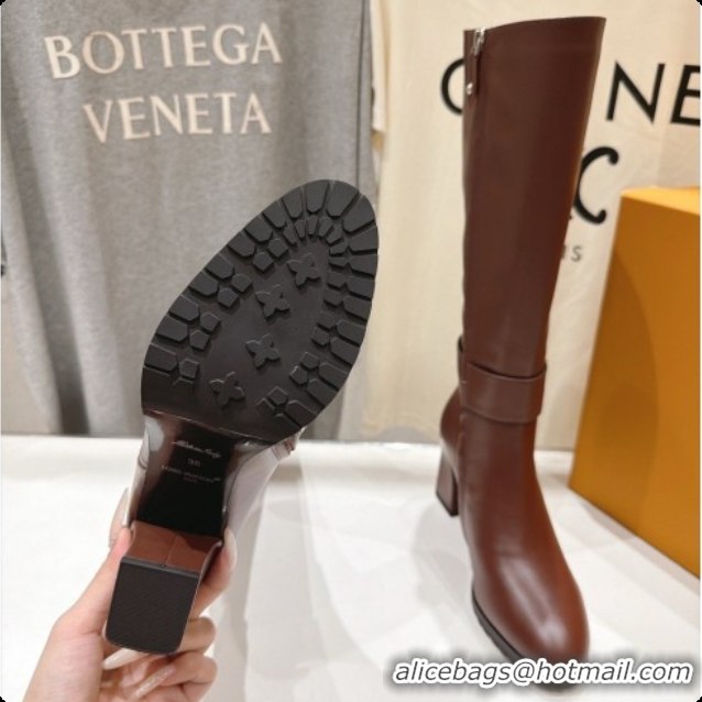 Top Design Louis Vuitton Midtown High Boot in Brown Plain Calfskin 1AIUK0 LV091746 2026