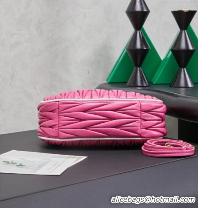 Inexpensive Miu Miu Wander Matelasse Nappa Leather Hobo Mini bag with Contrasting Trim 5BC125 Fuchsia Pink 2026