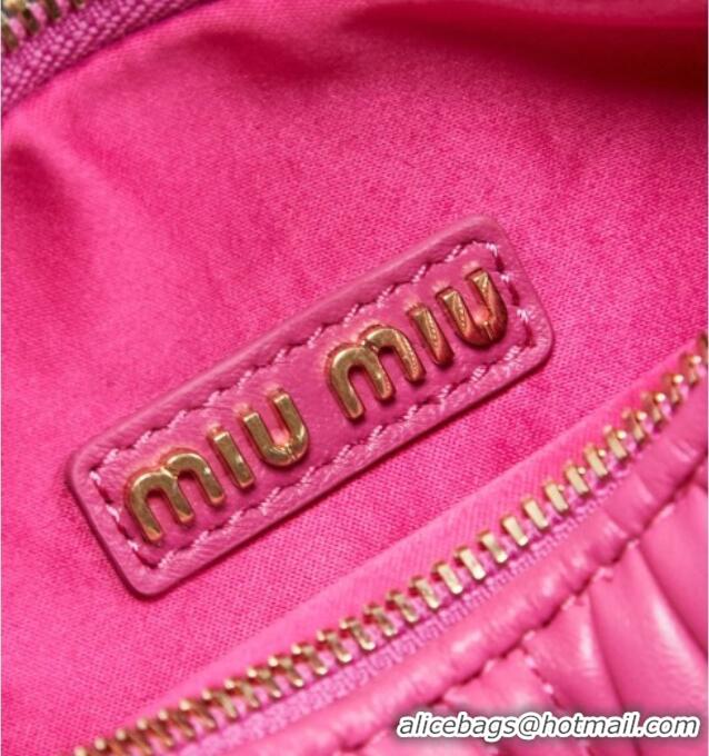 Inexpensive Miu Miu Wander Matelasse Nappa Leather Hobo Mini bag with Contrasting Trim 5BC125 Fuchsia Pink 2026