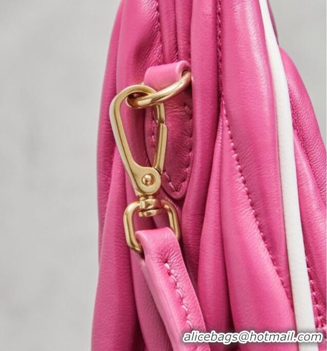 Inexpensive Miu Miu Wander Matelasse Nappa Leather Hobo Mini bag with Contrasting Trim 5BC125 Fuchsia Pink 2026
