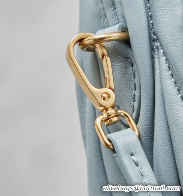Discount Miu Miu Wander Matelasse Nappa Leather Hobo Mini bag with Contrasting Trim 5BC125 Powder Blue 2026