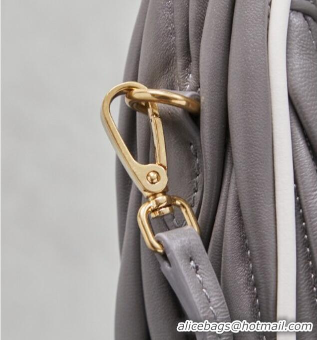 Top Quality Miu Miu Wander Matelasse Nappa Leather Hobo Mini bag with Contrasting Trim 5BC125 Grey 2026