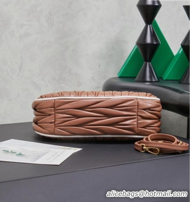 Good Taste Miu Miu Wander Matelasse Nappa Leather Hobo Mini bag with Contrasting Trim 5BC125 Brown 2026
