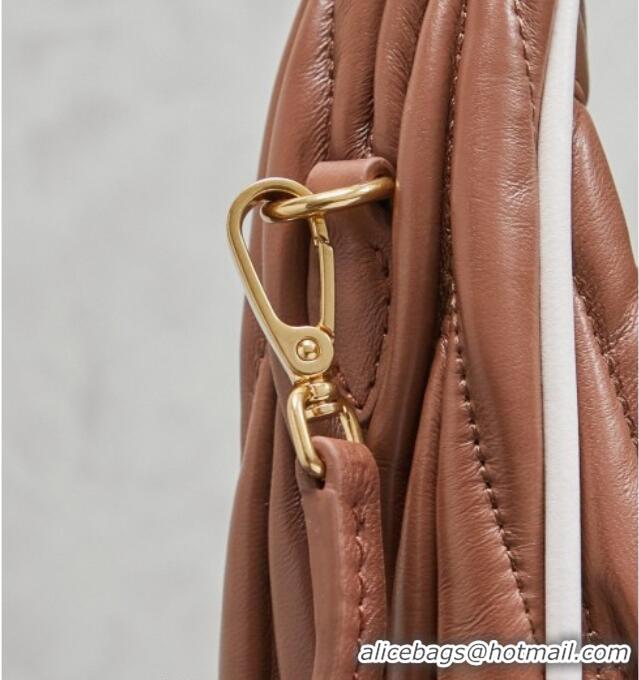 Good Taste Miu Miu Wander Matelasse Nappa Leather Hobo Mini bag with Contrasting Trim 5BC125 Brown 2026