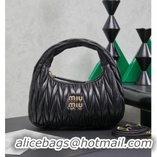 Reasonable Price Miu Miu Wander Matelasse Nappa Leather Hobo Mini bag 5BC125 Black 2026