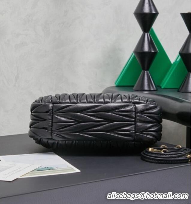 Reasonable Price Miu Miu Wander Matelasse Nappa Leather Hobo Mini bag 5BC125 Black 2026