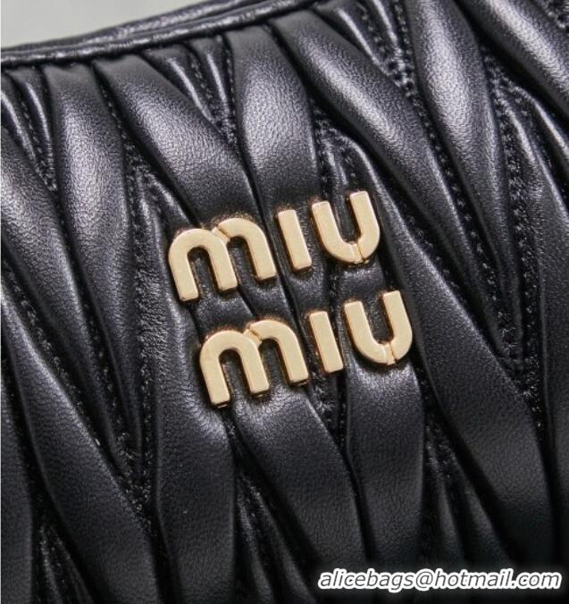 Reasonable Price Miu Miu Wander Matelasse Nappa Leather Hobo Mini bag 5BC125 Black 2026