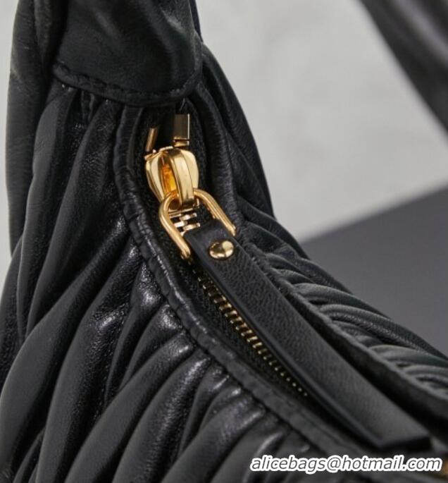 Reasonable Price Miu Miu Wander Matelasse Nappa Leather Hobo Mini bag 5BC125 Black 2026