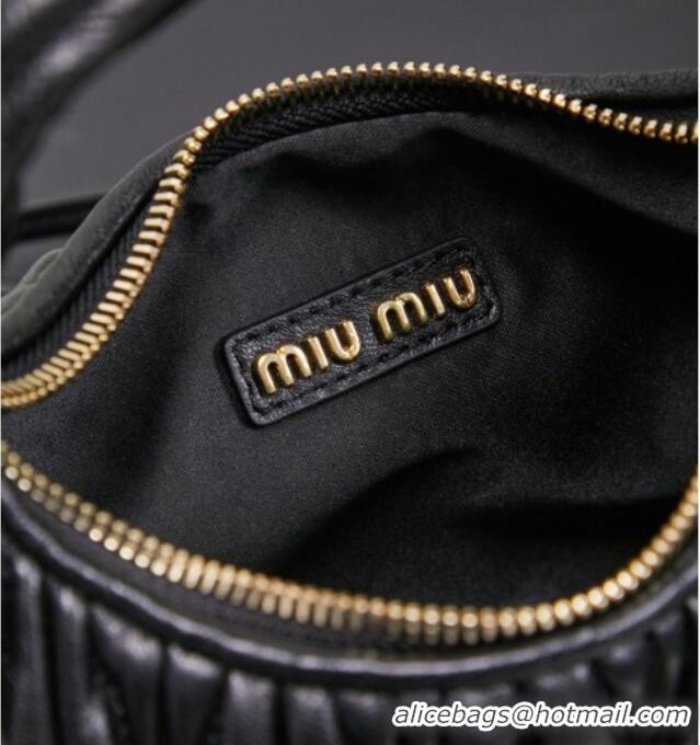 Reasonable Price Miu Miu Wander Matelasse Nappa Leather Hobo Mini bag 5BC125 Black 2026