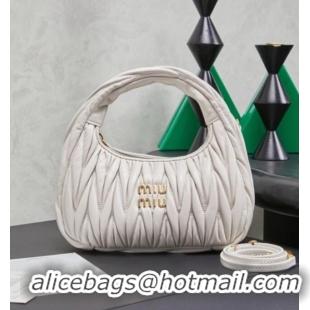 Pretty Style Miu Miu Wander Matelasse Nappa Leather Hobo Mini bag 5BC125 White 2026