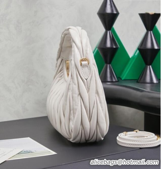 Pretty Style Miu Miu Wander Matelasse Nappa Leather Hobo Mini bag 5BC125 White 2026
