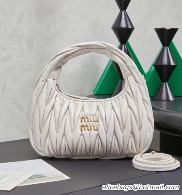 Pretty Style Miu Miu Wander Matelasse Nappa Leather Hobo Mini bag 5BC125 White 2026