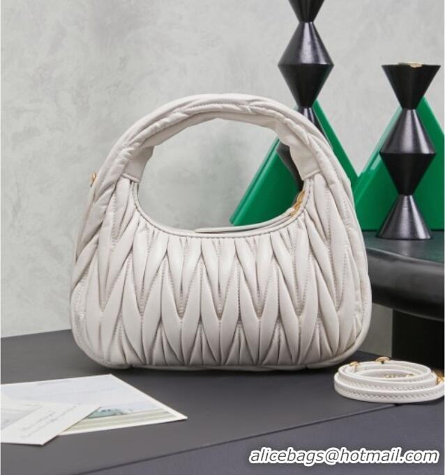 Pretty Style Miu Miu Wander Matelasse Nappa Leather Hobo Mini bag 5BC125 White 2026