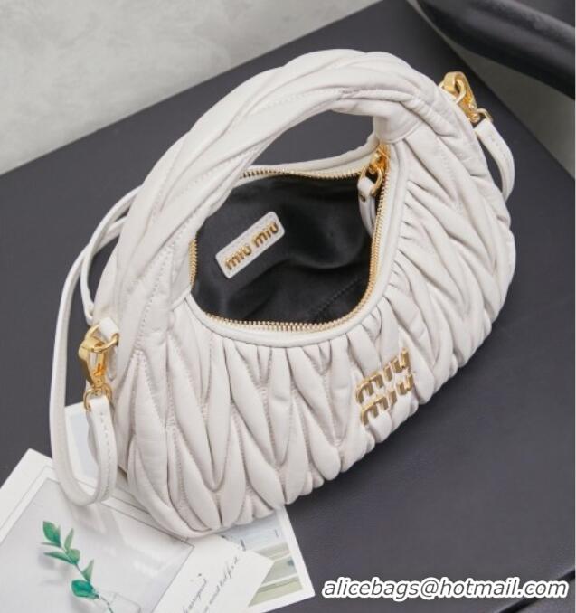 Pretty Style Miu Miu Wander Matelasse Nappa Leather Hobo Mini bag 5BC125 White 2026