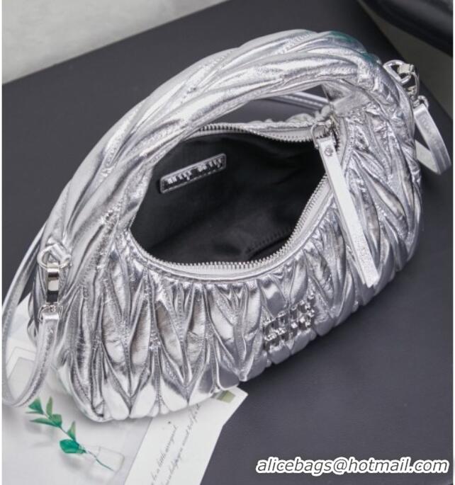 Well Crafted Miu Miu Wander Matelasse Nappa Leather Hobo Mini bag 5BC125 Silver 2026