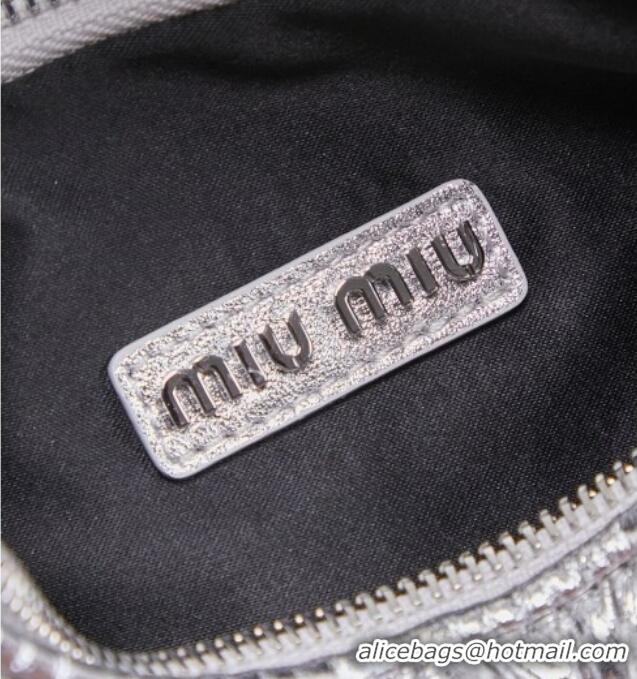 Well Crafted Miu Miu Wander Matelasse Nappa Leather Hobo Mini bag 5BC125 Silver 2026