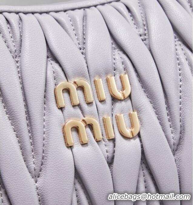 Best Price Miu Miu Wander Matelasse Nappa Leather Hobo Mini bag 5BC125 Grey Blue 2026