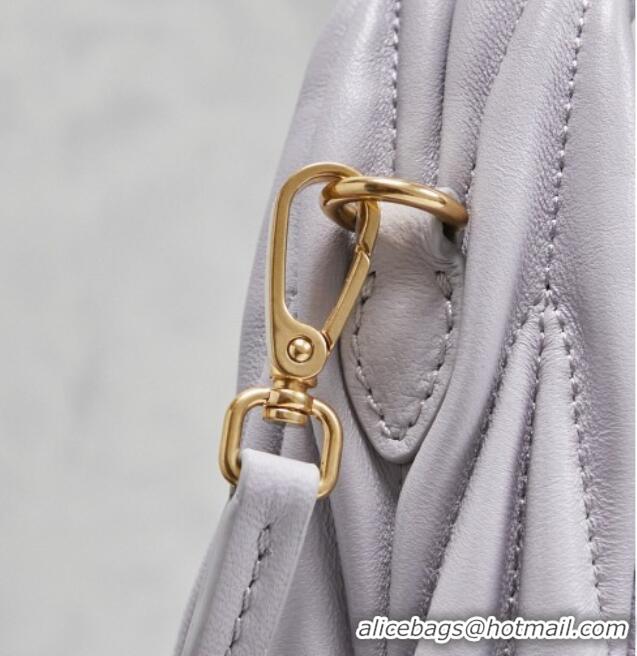 Best Price Miu Miu Wander Matelasse Nappa Leather Hobo Mini bag 5BC125 Grey Blue 2026