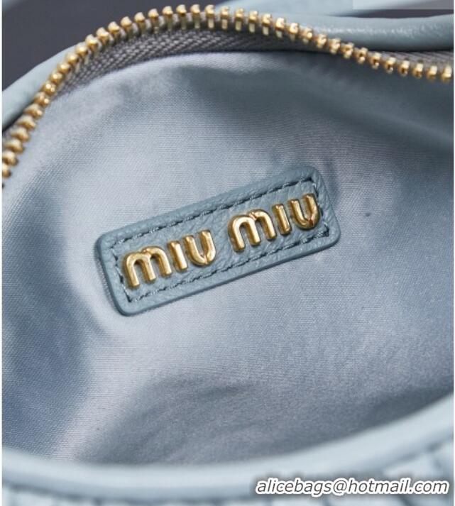 Good Taste Miu Miu Wander Matelasse Nappa Leather Hobo Mini bag 5BC125 Powder Blue 2026
