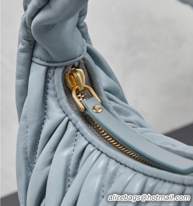 Good Taste Miu Miu Wander Matelasse Nappa Leather Hobo Mini bag 5BC125 Powder Blue 2026