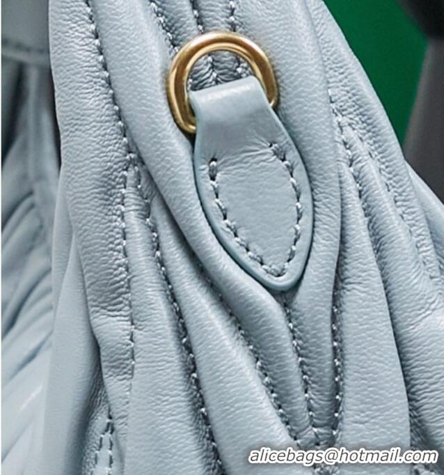 Good Taste Miu Miu Wander Matelasse Nappa Leather Hobo Mini bag 5BC125 Powder Blue 2026