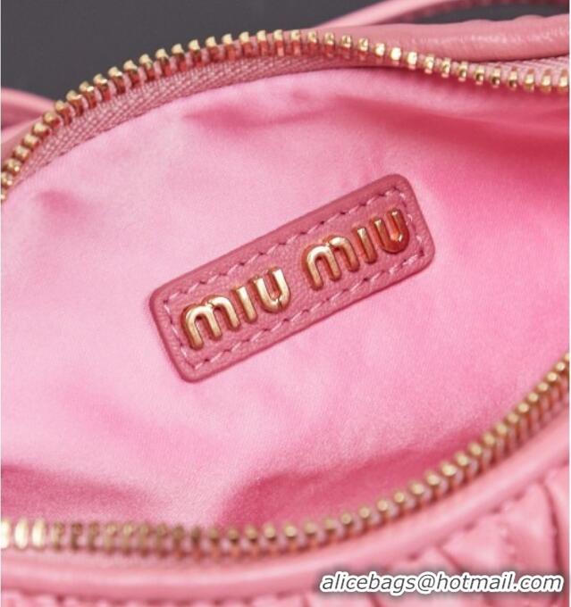 Promotional Miu Miu Wander Matelasse Nappa Leather Hobo Mini bag 5BC125 Begonia Pink 2026