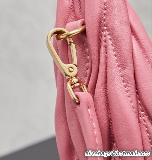 Promotional Miu Miu Wander Matelasse Nappa Leather Hobo Mini bag 5BC125 Begonia Pink 2026