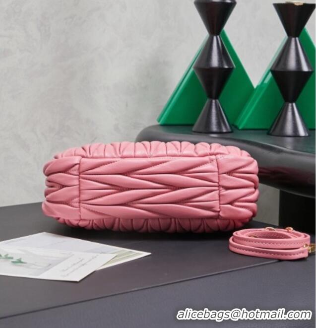 Promotional Miu Miu Wander Matelasse Nappa Leather Hobo Mini bag 5BC125 Begonia Pink 2026