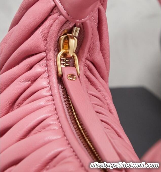 Promotional Miu Miu Wander Matelasse Nappa Leather Hobo Mini bag 5BC125 Begonia Pink 2026