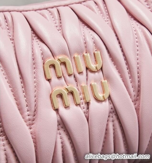 High Quality Miu Miu Wander Matelasse Nappa Leather Hobo Mini bag 5BC125 Snow Pink 2026