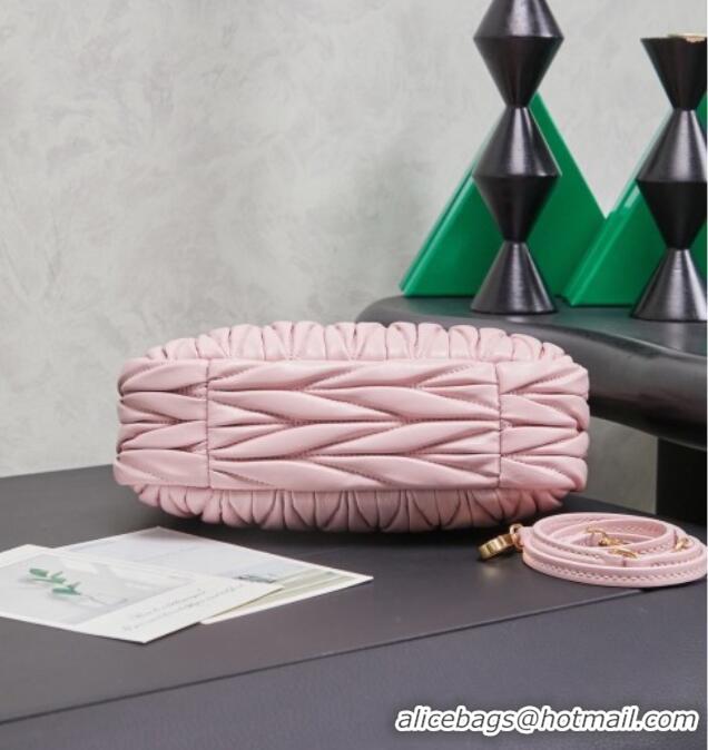 High Quality Miu Miu Wander Matelasse Nappa Leather Hobo Mini bag 5BC125 Snow Pink 2026