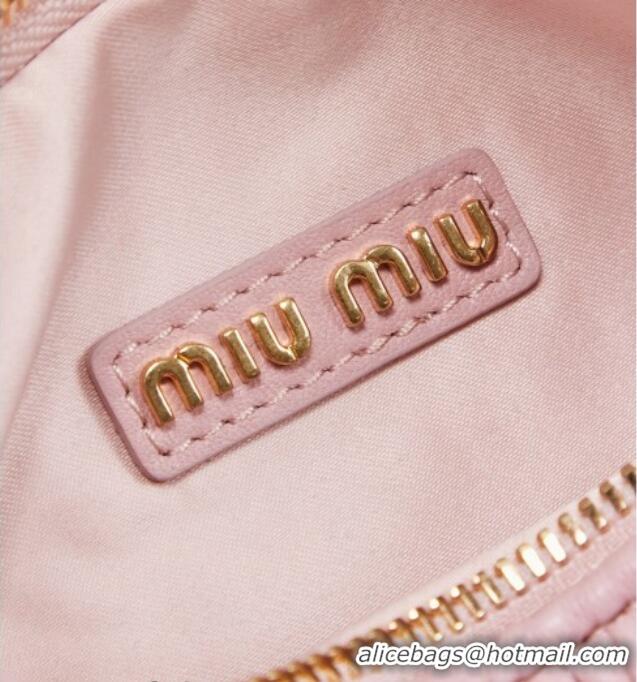 High Quality Miu Miu Wander Matelasse Nappa Leather Hobo Mini bag 5BC125 Snow Pink 2026