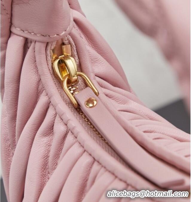 High Quality Miu Miu Wander Matelasse Nappa Leather Hobo Mini bag 5BC125 Snow Pink 2026