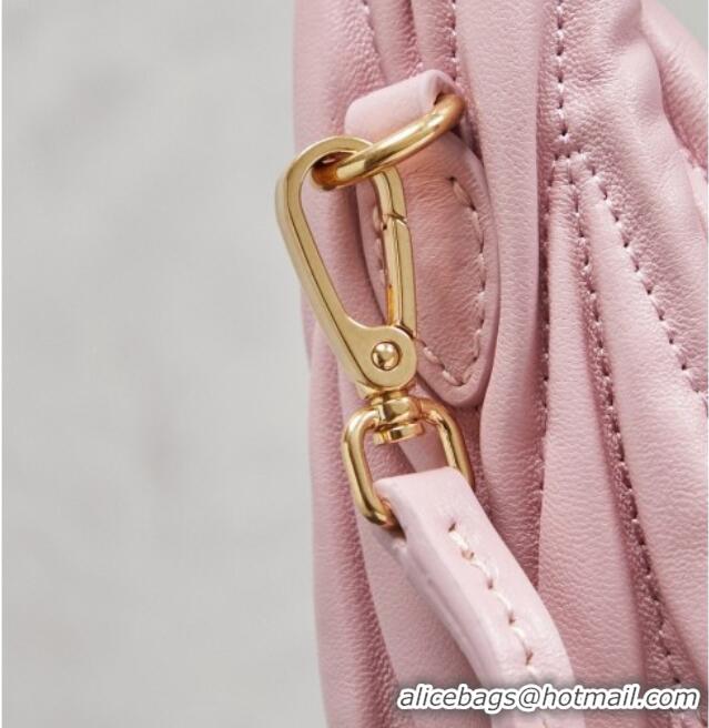 High Quality Miu Miu Wander Matelasse Nappa Leather Hobo Mini bag 5BC125 Snow Pink 2026