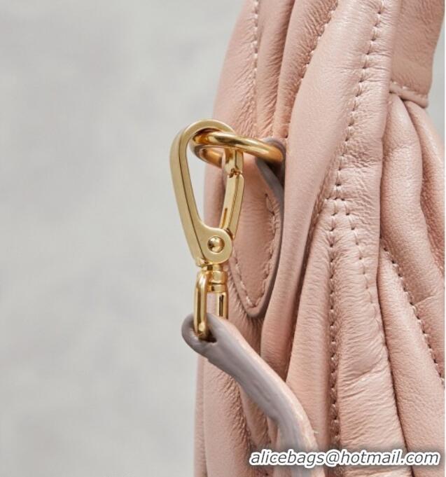 Inexpensive Miu Miu Wander Matelasse Nappa Leather Hobo Mini bag 5BC125 Nude Pink 2026