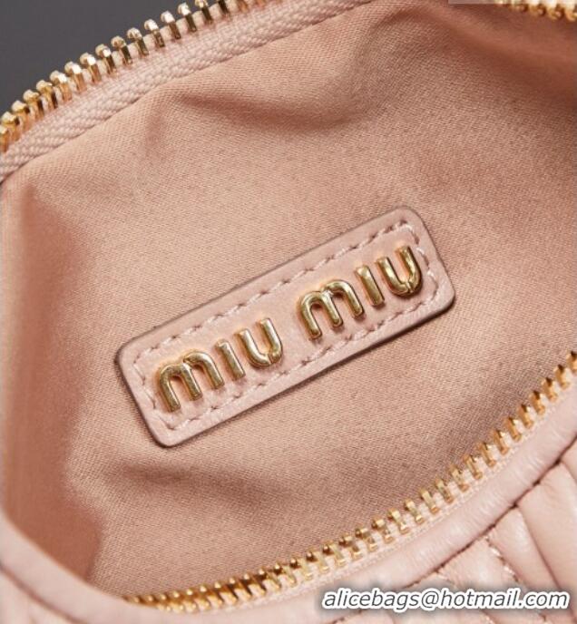 Inexpensive Miu Miu Wander Matelasse Nappa Leather Hobo Mini bag 5BC125 Nude Pink 2026